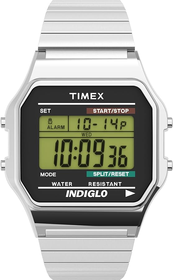 美品 TIMEX T78587 タイメックス INDIGLO シルバー Amazon.com: Timex Men's T78587 Classic Digital Silver-Tone